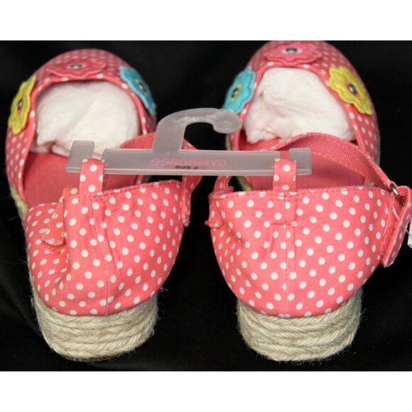NEW 2009 Gymboree Happy Rainbow Sandals Coral Pink Polka Dot Flowers Espadrille - Picture 6 of 9